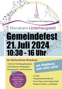 Gemeindefest 2024 10:30 - 16 Uhr Dorfzentrum Monakam